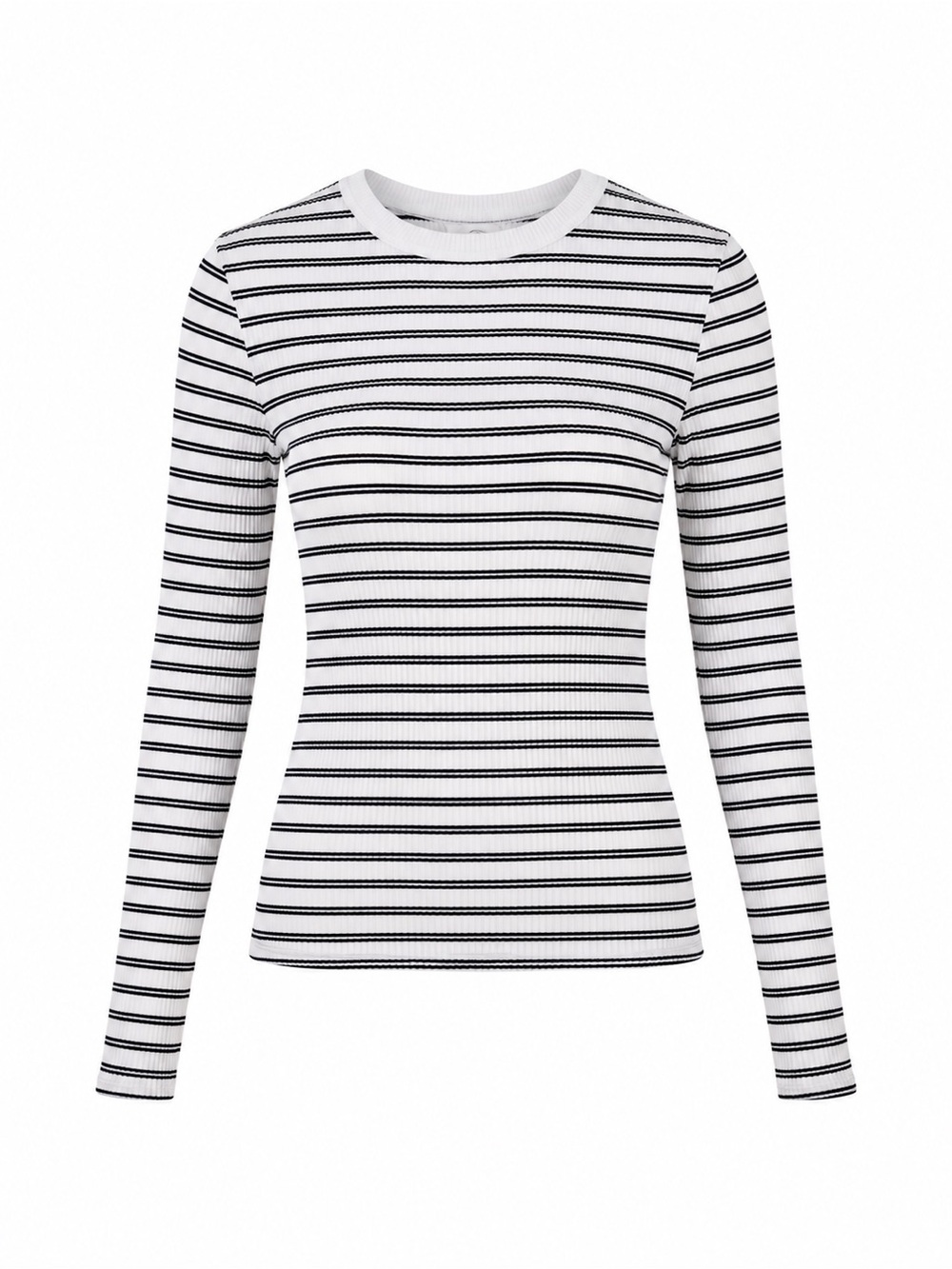 Reserved Striped Ribbed Long‎ Sleeve Top Black White Coastal Minimalist Tee M